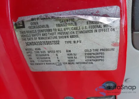 2006 Chevrolet Hhr Lt from USA, damaged, VIN 3GNDA23D76S657332